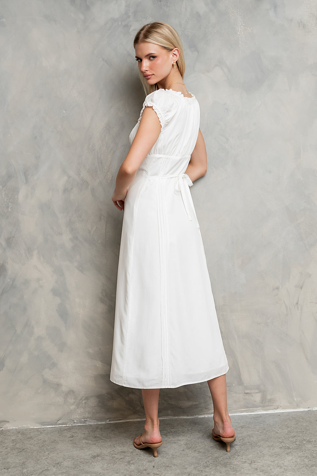 Brenda Button Up Midi Dress XS / White