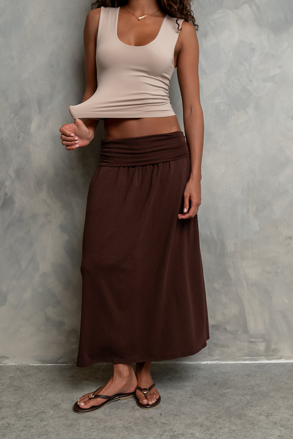 Reese Maxi Skirt in Brown