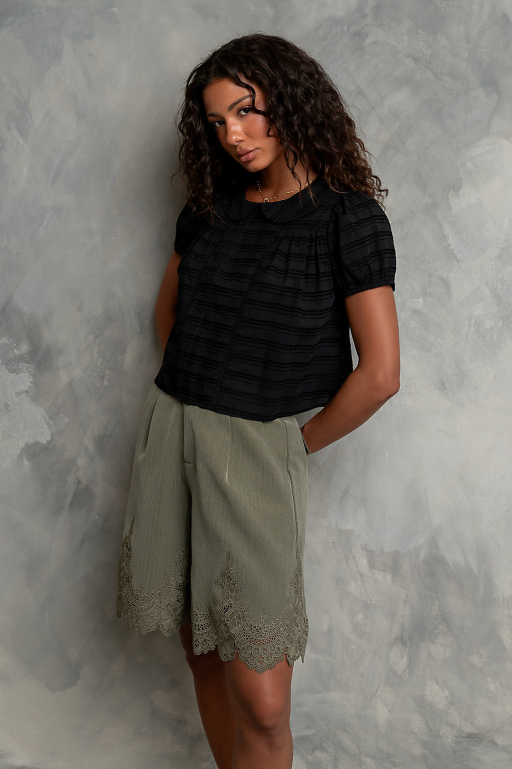 Polly Collared Blouse in Black