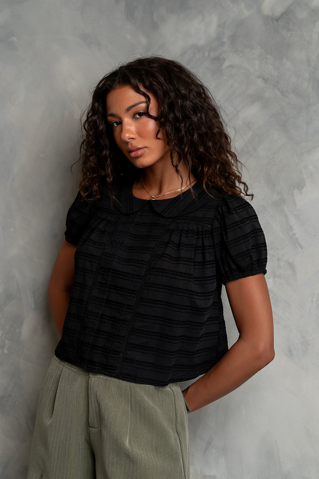 Polly Collared Blouse in Black