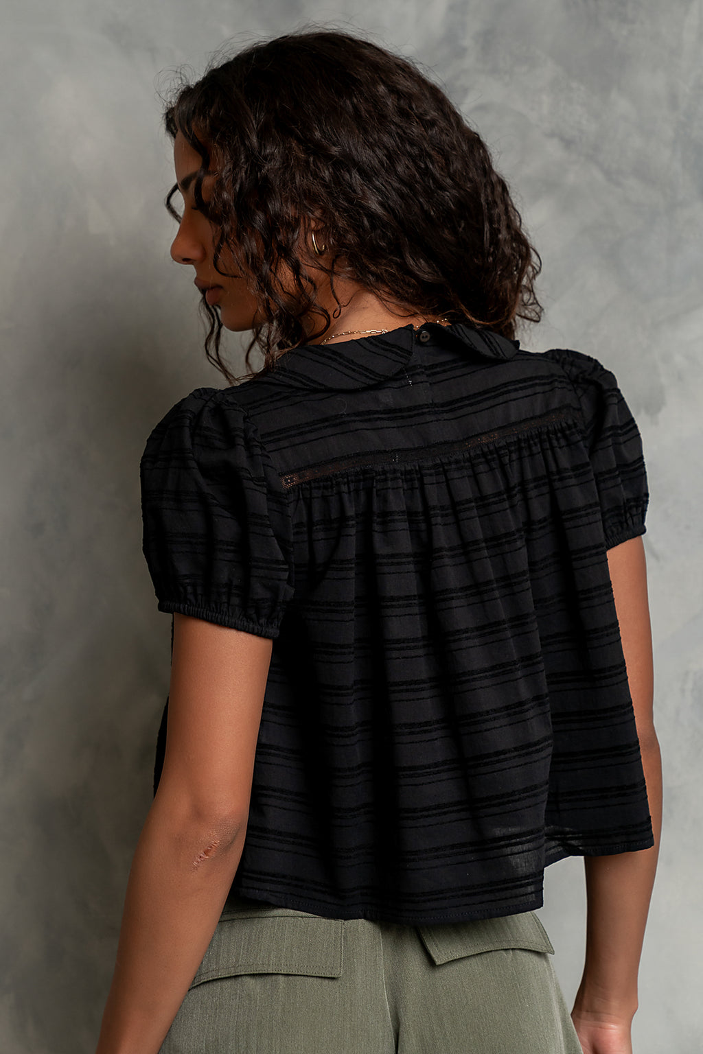 Polly Collared Blouse in Black