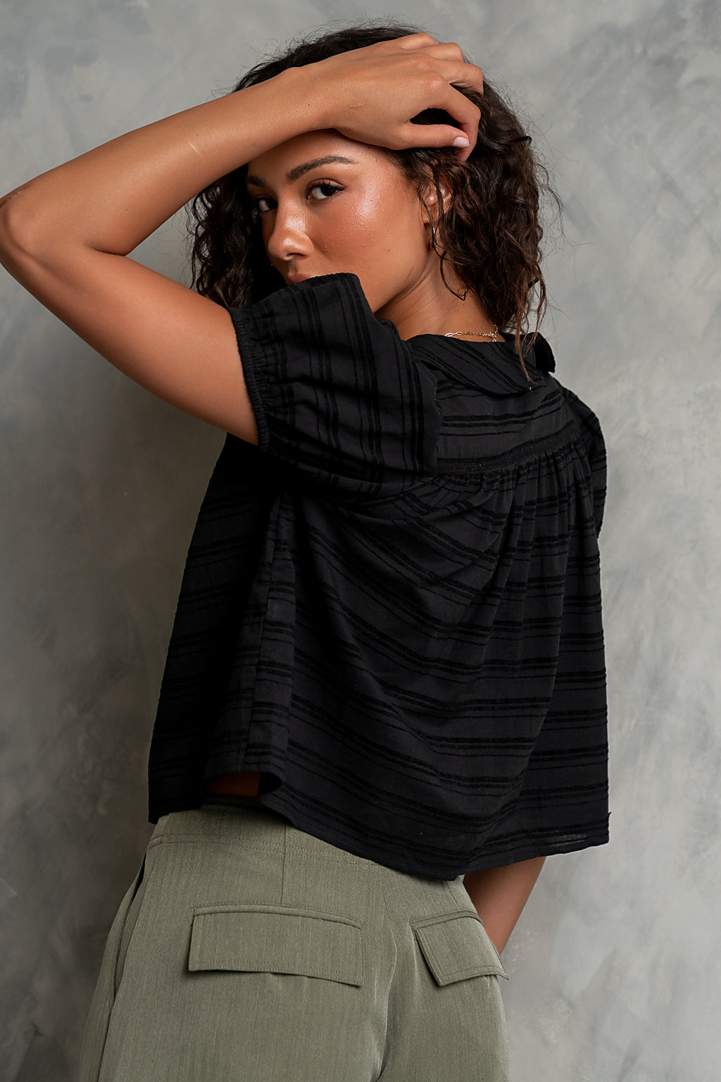 Polly Collared Blouse in Black