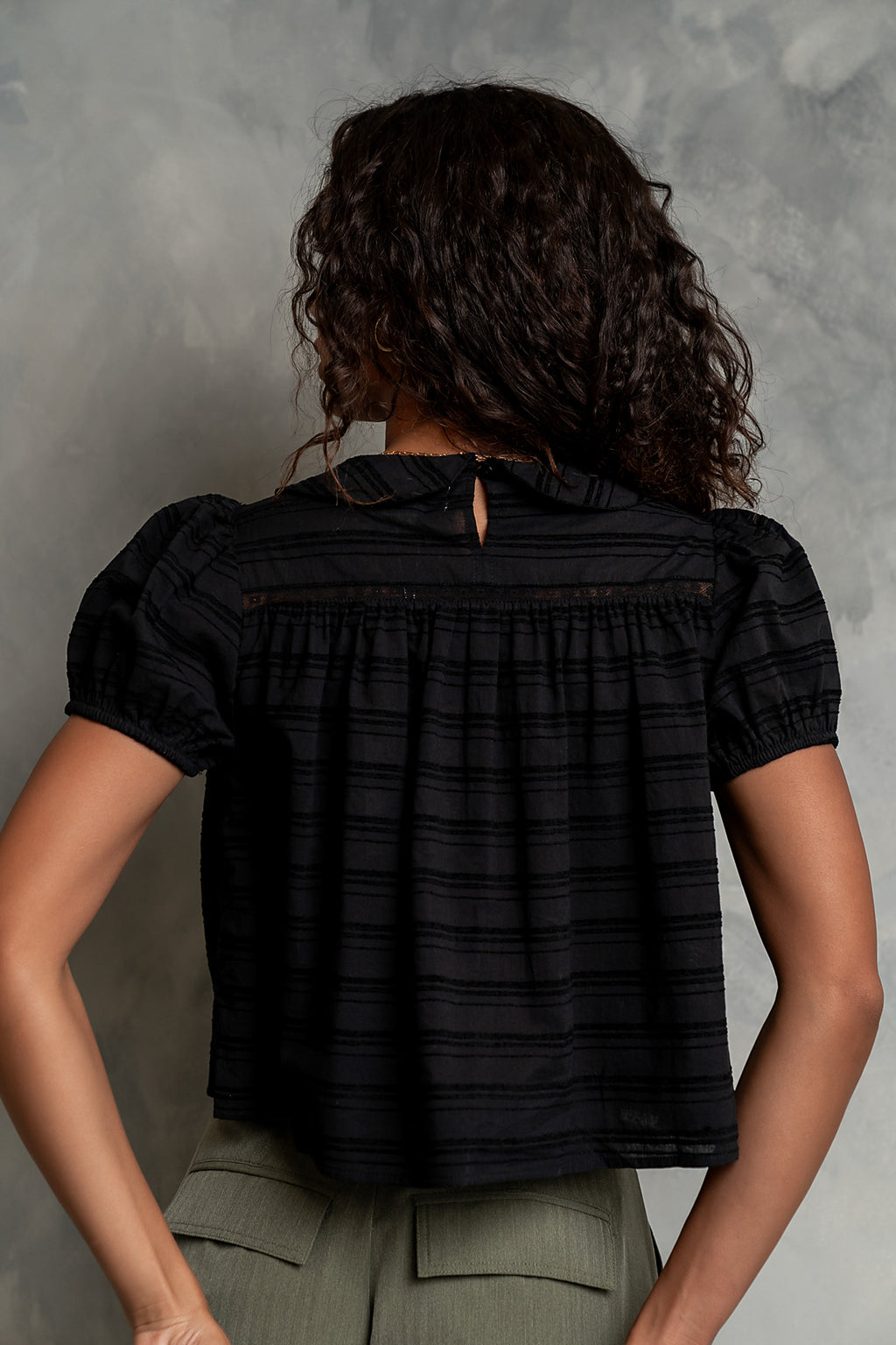 Polly Collared Blouse in Black