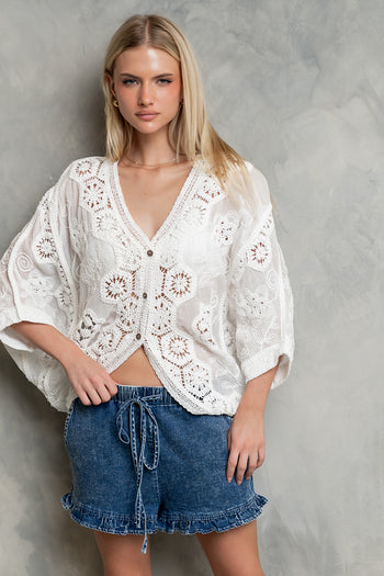 Kasie Ruffle Denim Shorts