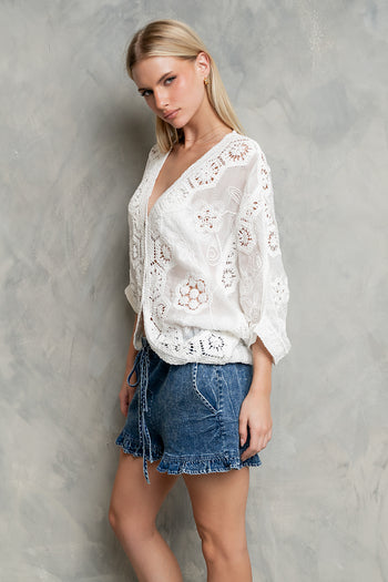 Kasie Ruffle Denim Shorts