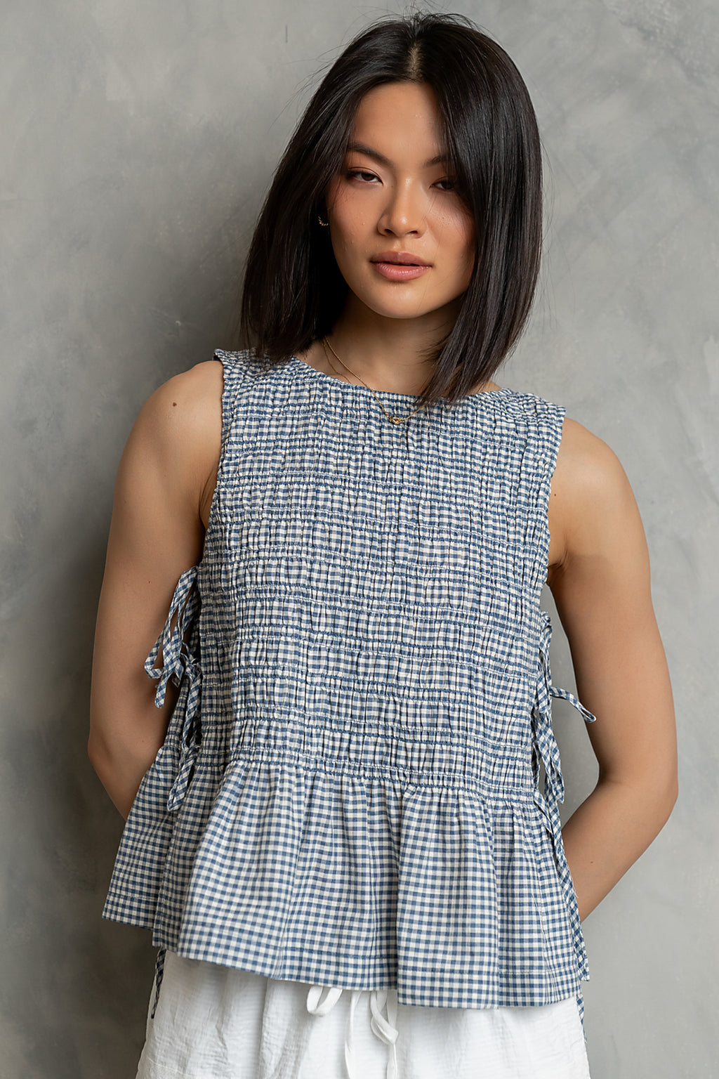 Jeremy Smocked Blouse in Blue