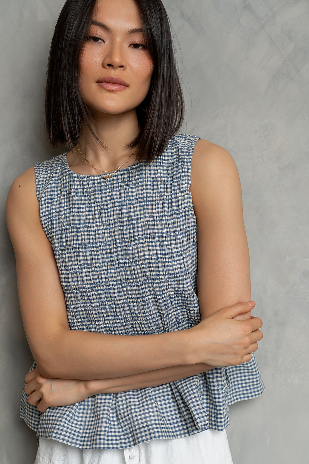 Jeremy Smocked Blouse in Blue