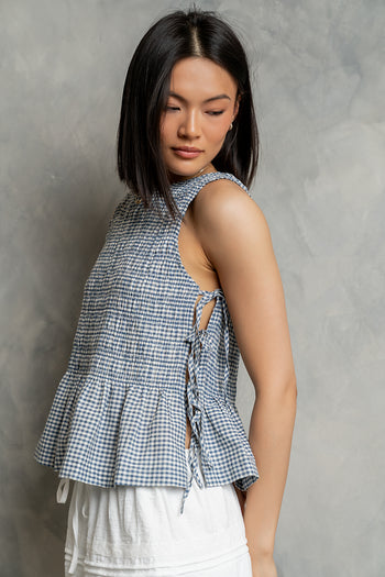 Jeremy Smocked Blouse in Blue