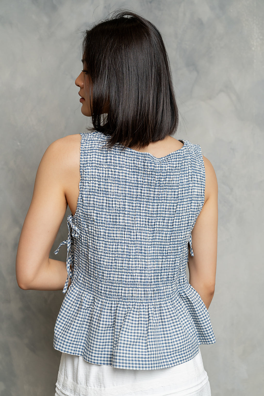 Jeremy Smocked Blouse in Blue