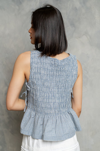 Jeremy Smocked Blouse in Blue