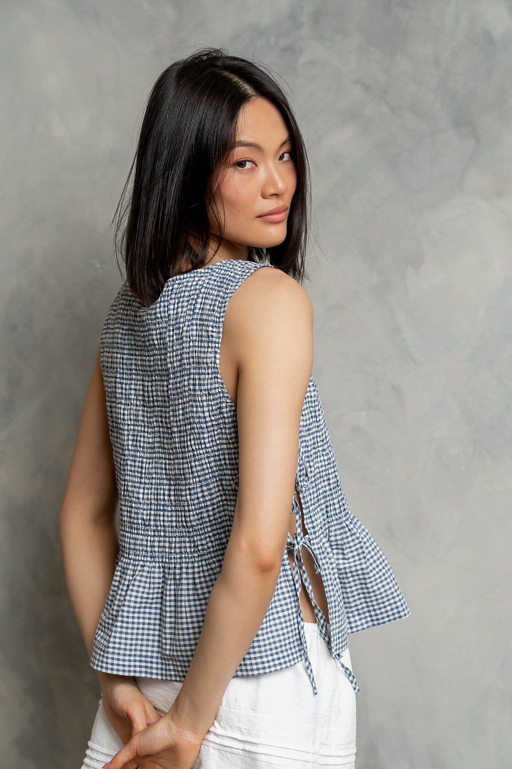 Jeremy Smocked Blouse in Blue
