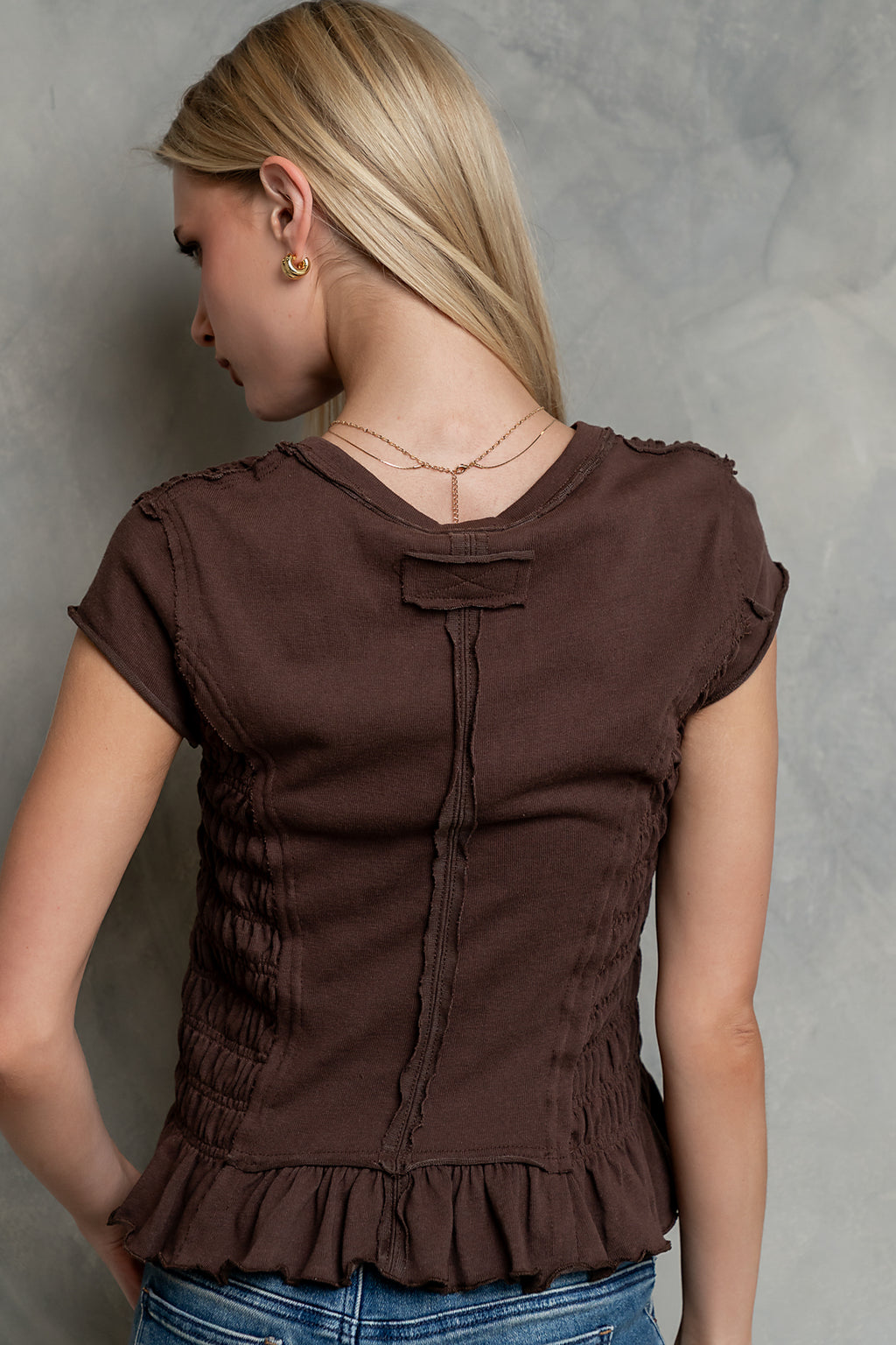 Boston Smocked Top in Brown