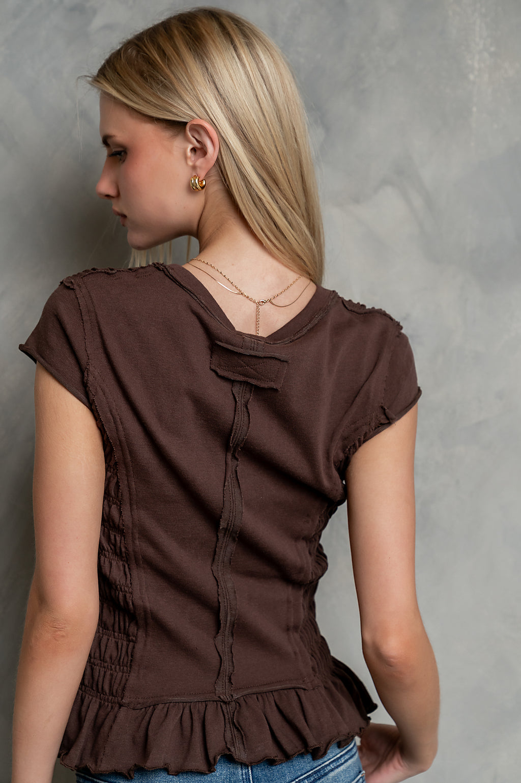 Boston Smocked Top in Brown