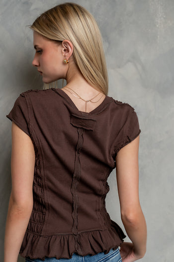 Boston Smocked Top in Brown