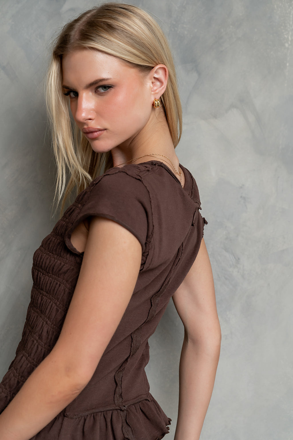 Boston Smocked Top in Brown