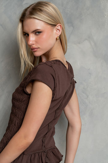 Boston Smocked Top in Brown