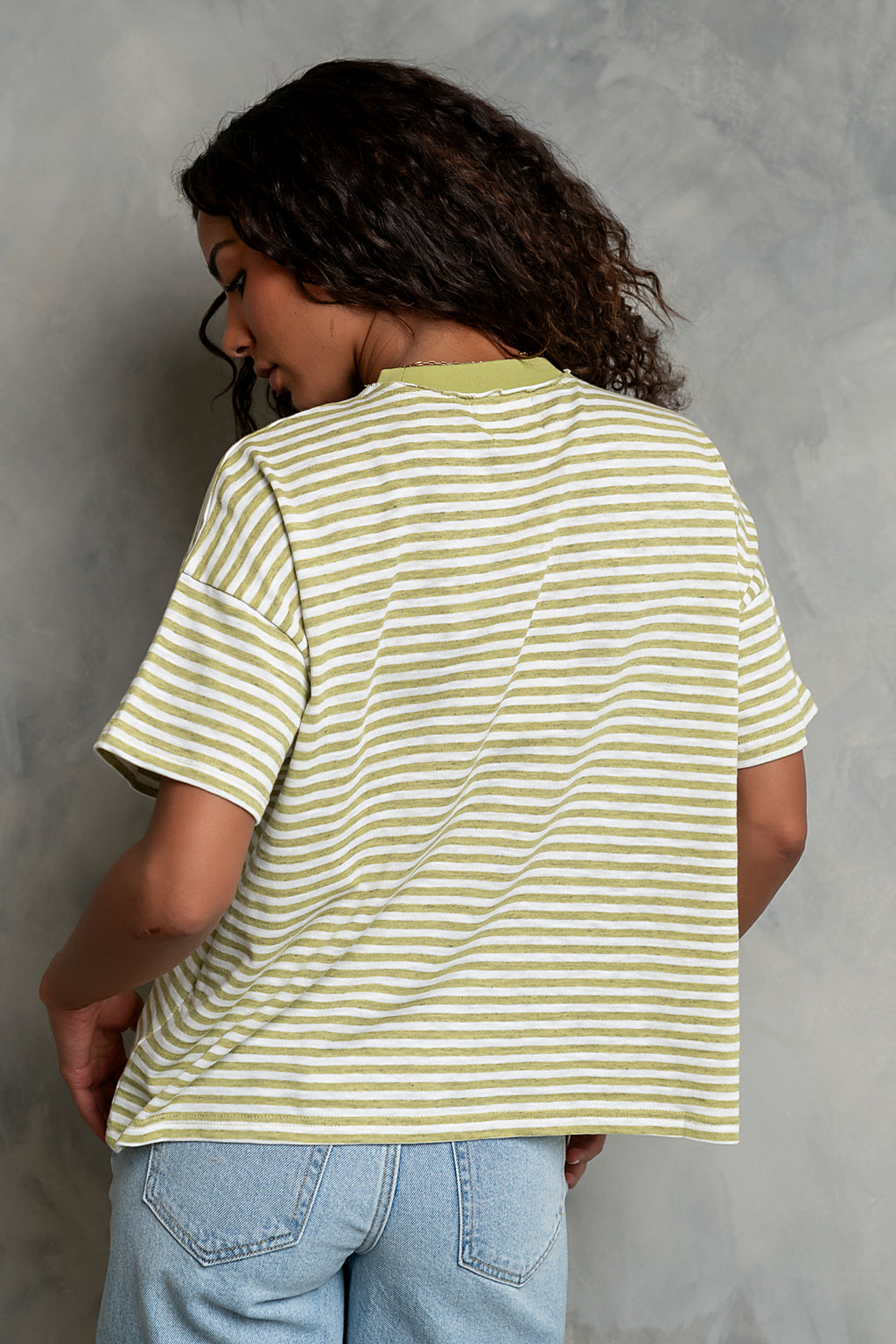Lina Striped Tee in Light Green