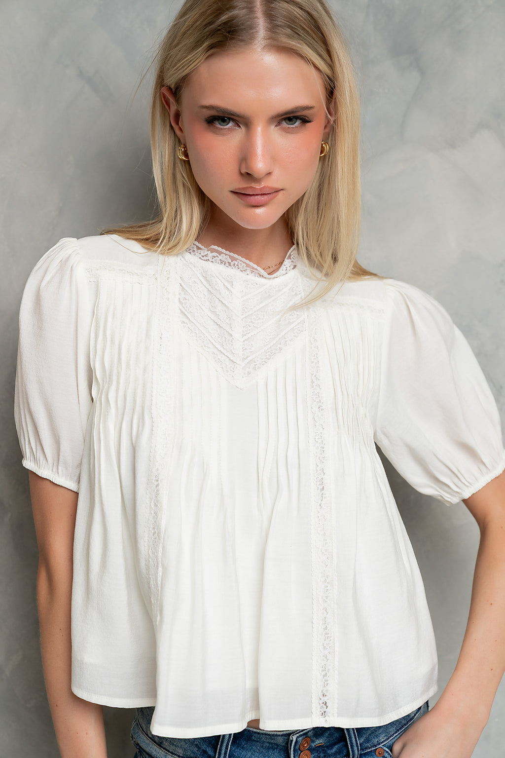 Rayna Pleated Blouse in Ivory