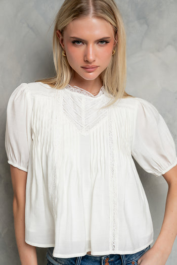 Rayna Pleated Blouse in Ivory