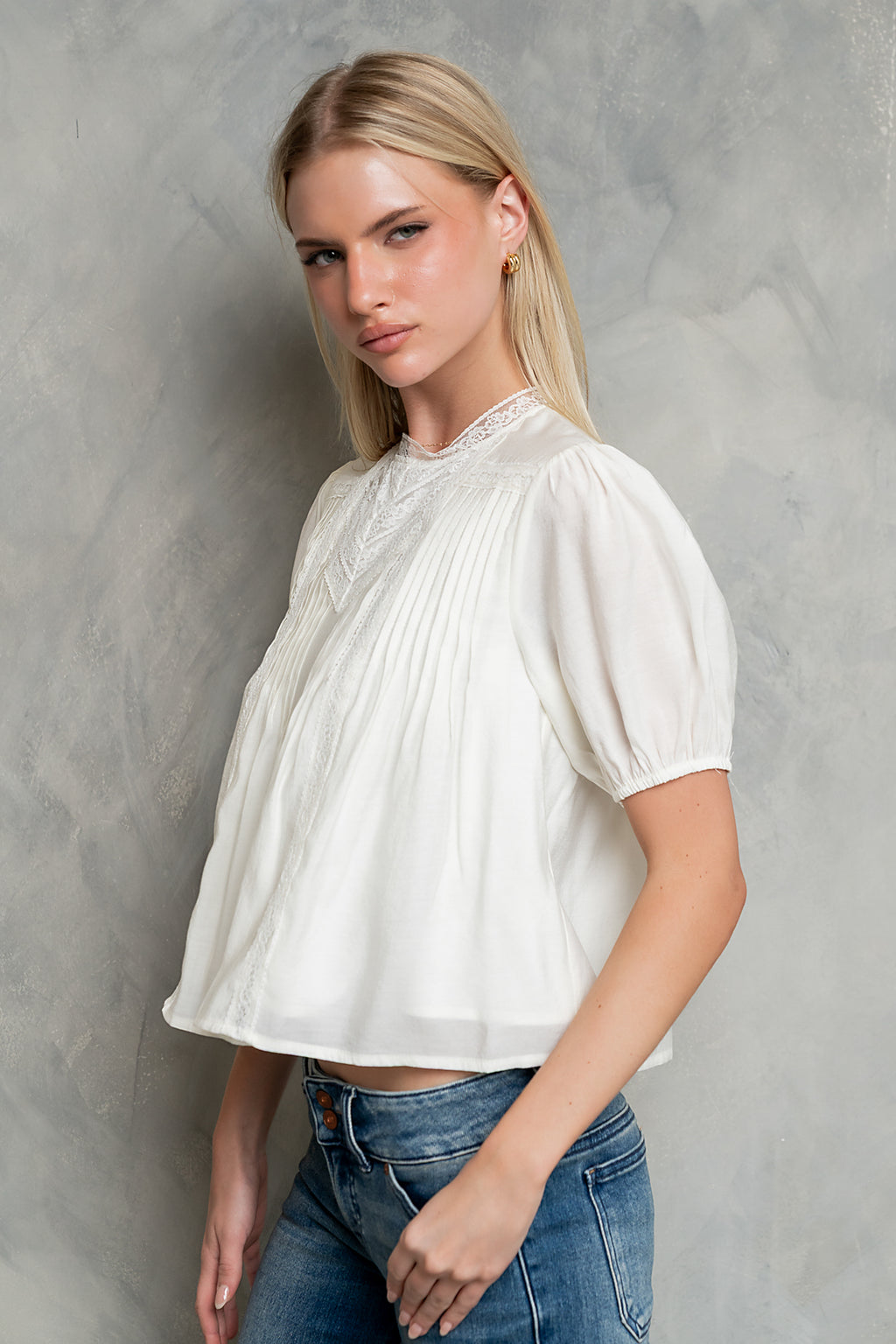 Rayna Pleated Blouse in Ivory