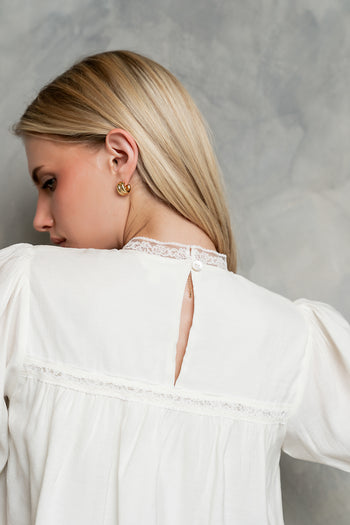 Rayna Pleated Blouse in Ivory