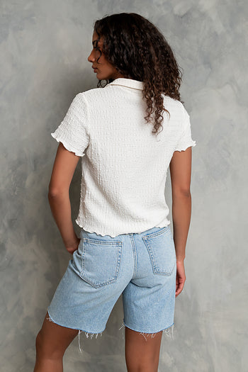 Velma Textured Button Up in Cream