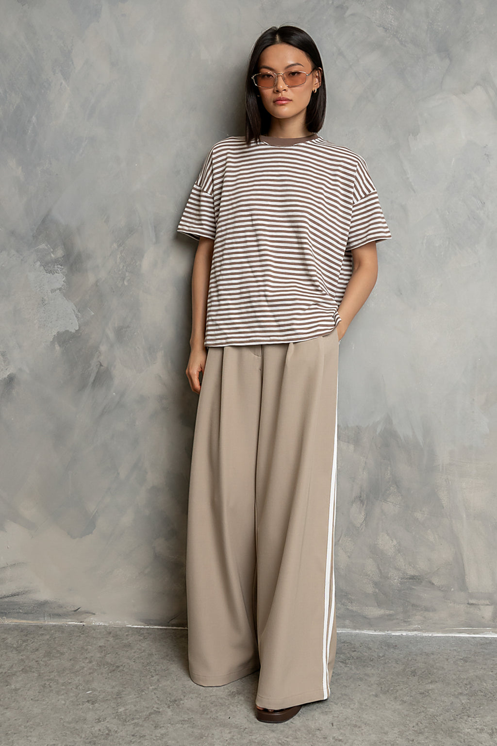 Lina Striped Tee in Taupe