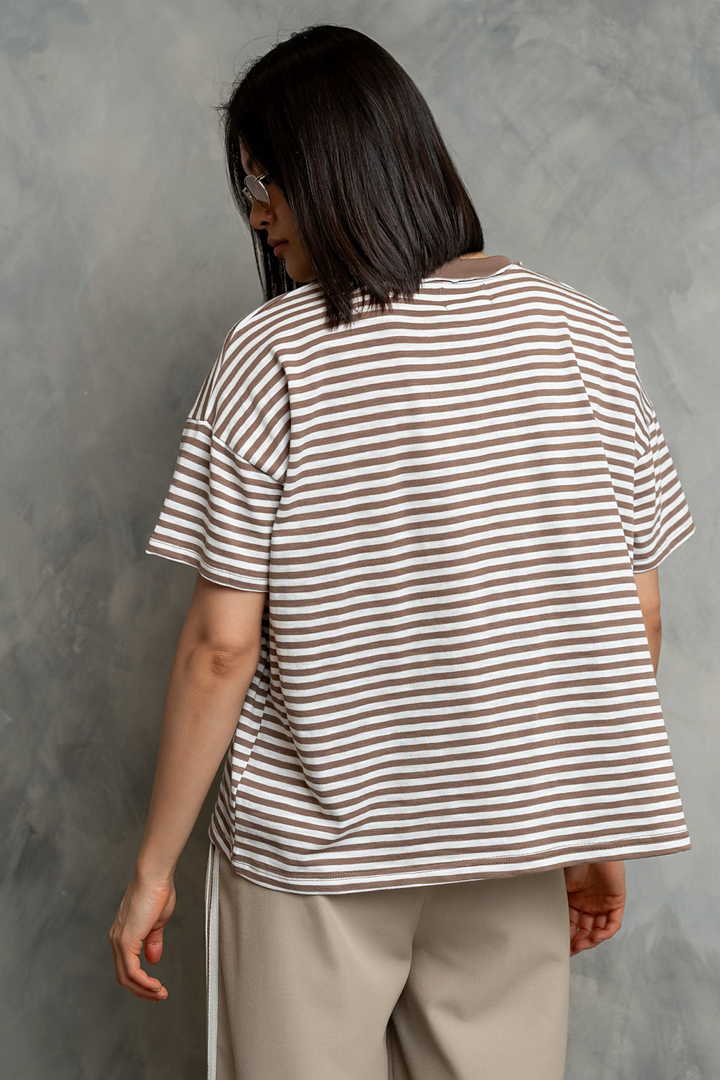 Lina Striped Tee in Taupe