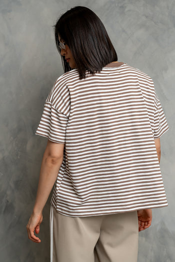 Lina Striped Tee in Taupe