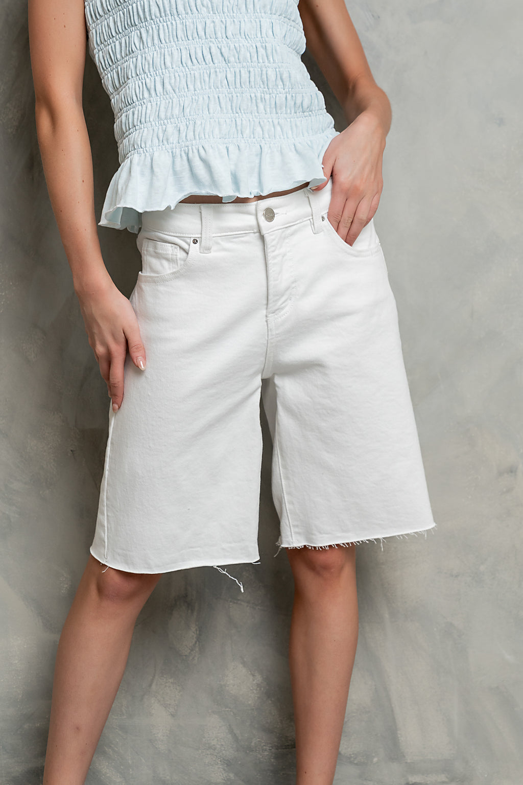 Lydia Bermuda Shorts in White
