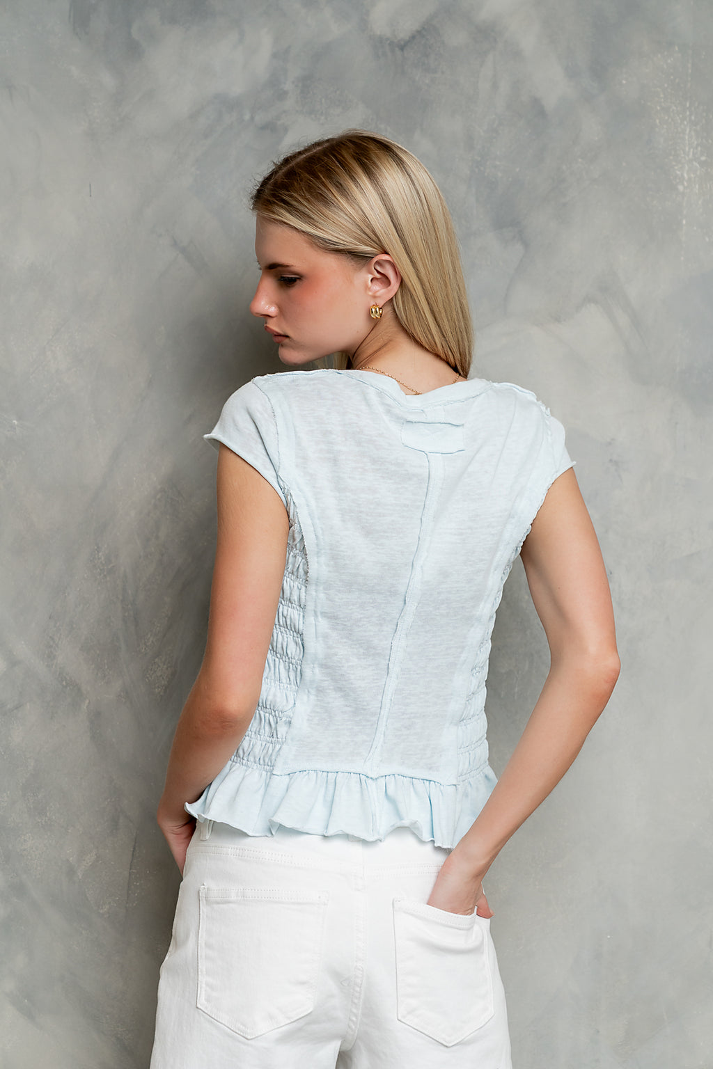 Boston Smocked Top in Blue