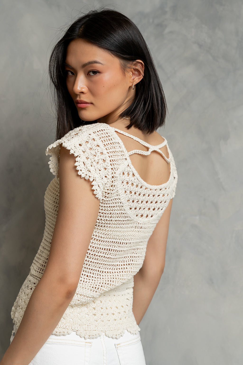 Gabi Crochet Top in Off White