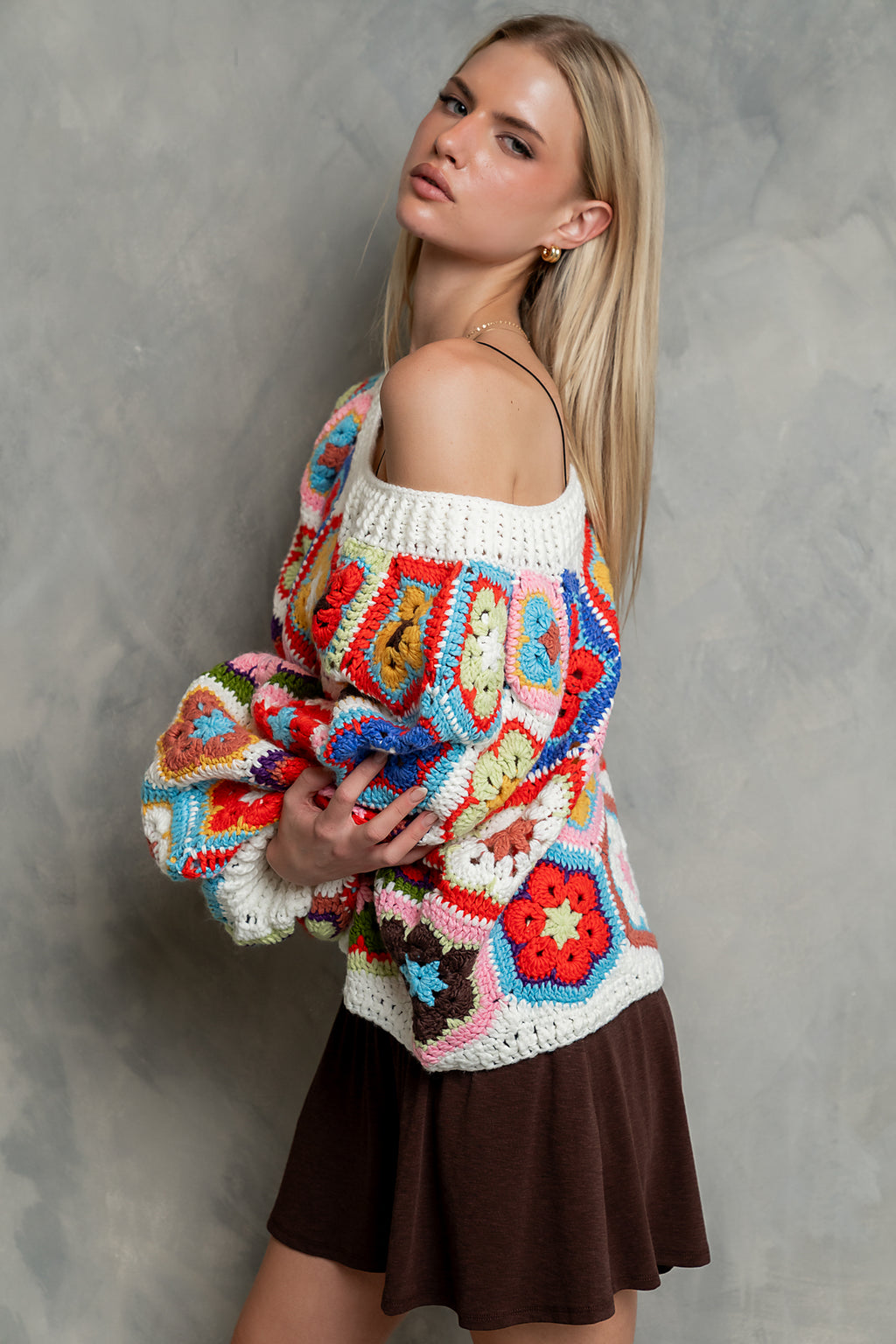 Anisa Crochet Sweater in Ivory