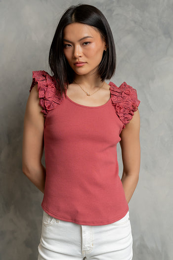 Kaitlyn Embroidered Top in Berry