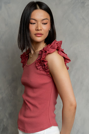 Kaitlyn Embroidered Top in Berry