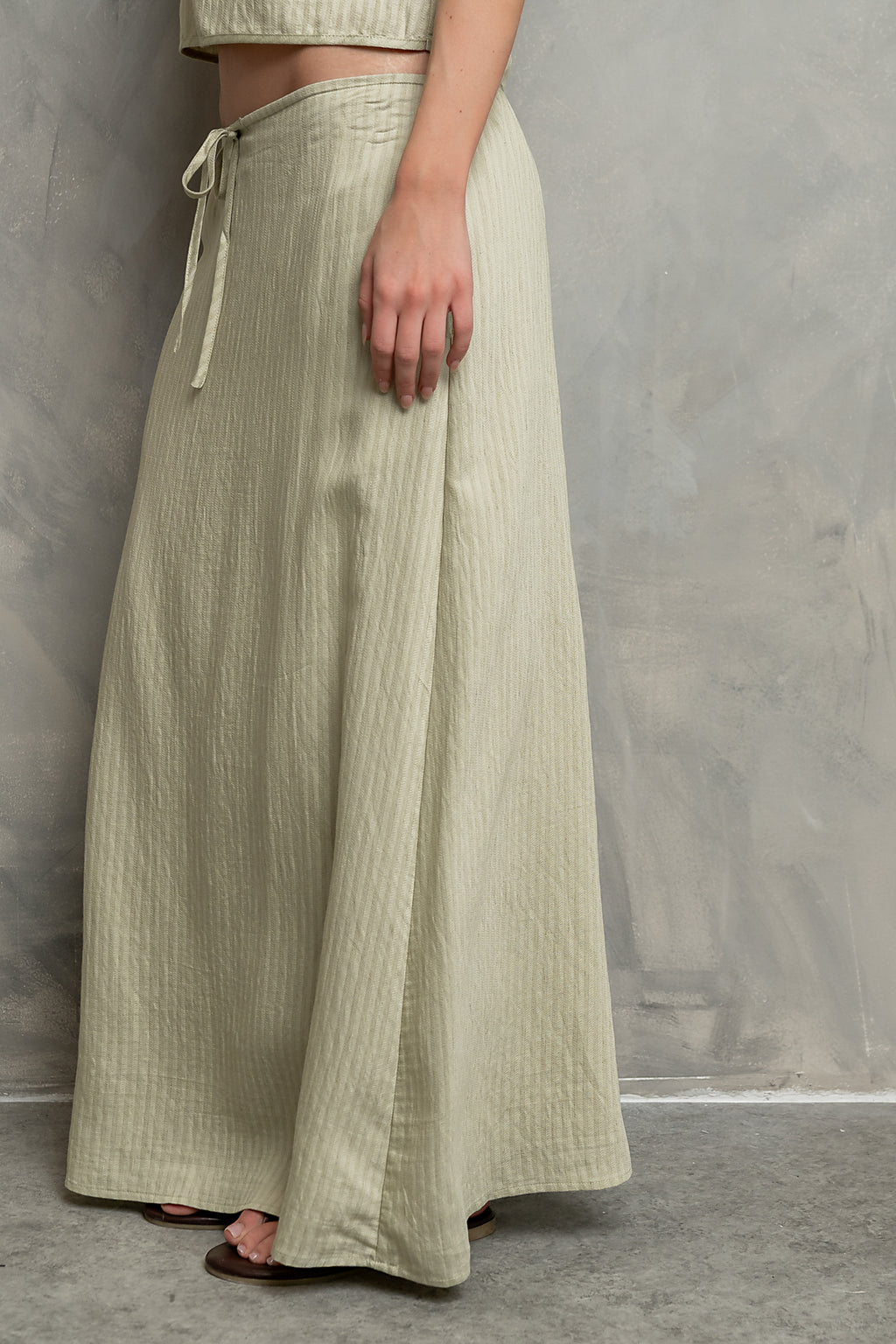 Polliana Textured Stripe Skirt in Green