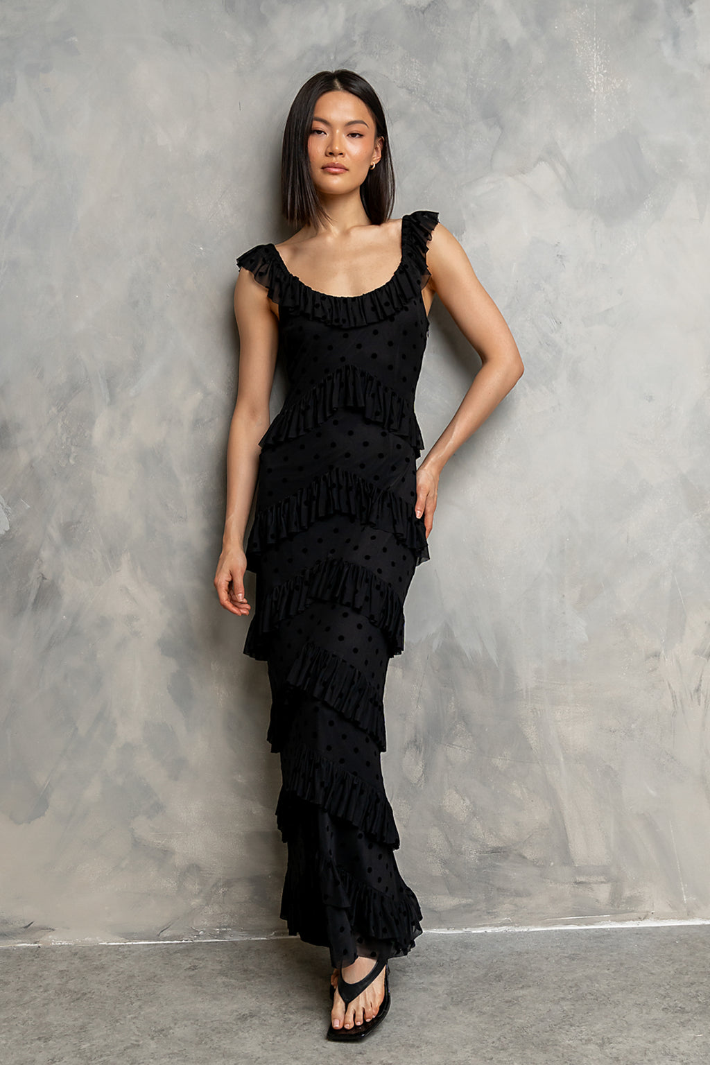 Katrina Tiered Maxi Dress in Black