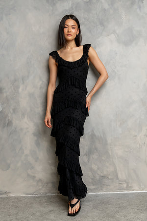 Katrina Tiered Maxi Dress in Black