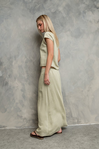 Polliana Textured Stripe Top in Green