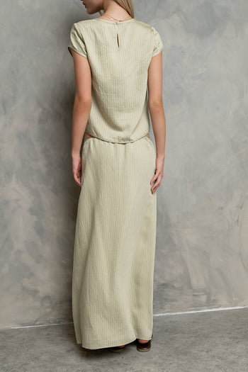 Polliana Textured Stripe Skirt in Green