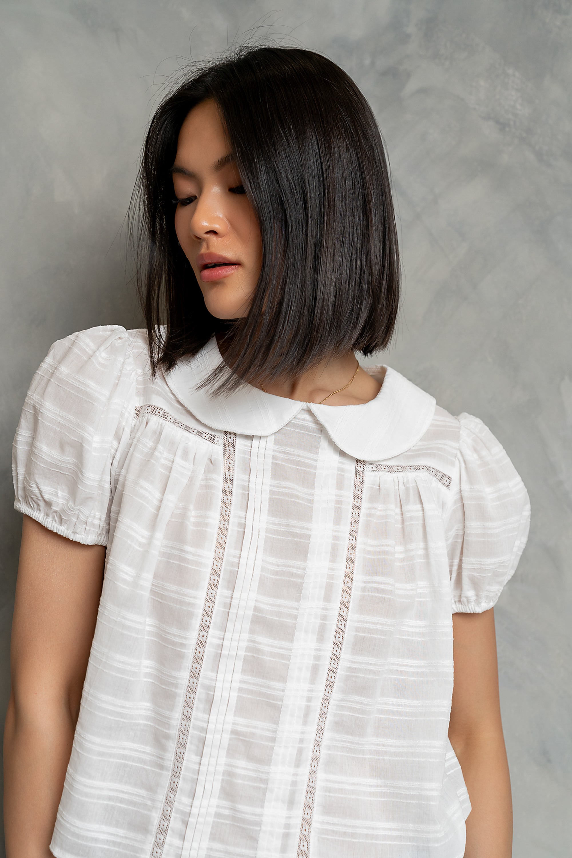 Polly Collared Blouse in Off White - FINAL SALE