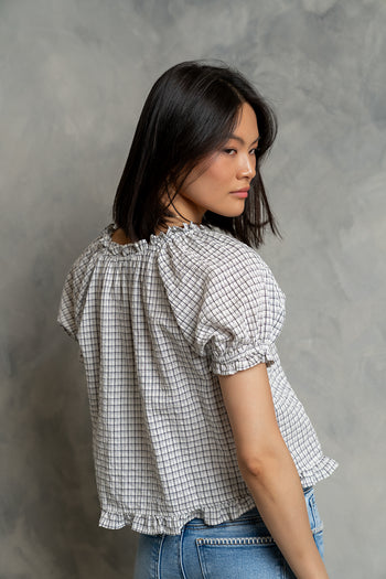 Gabi Plaid Blouse in Ivory