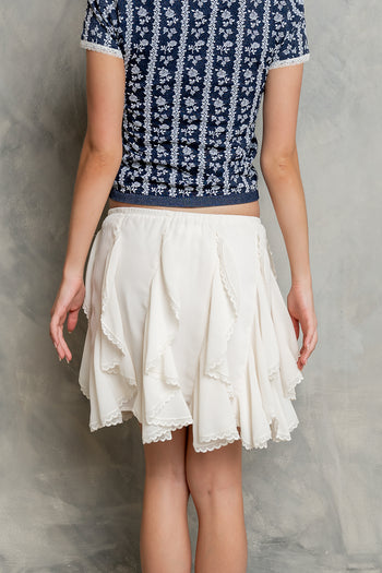 Cole Ruffle Mini Skirt in Cream
