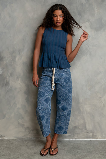 Mattyn Ribbed Sweater Tank in Blue