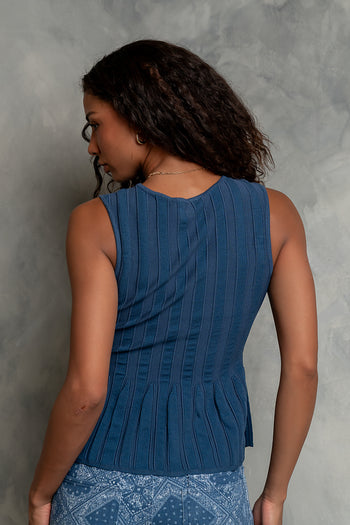Mattyn Ribbed Sweater Tank in Blue