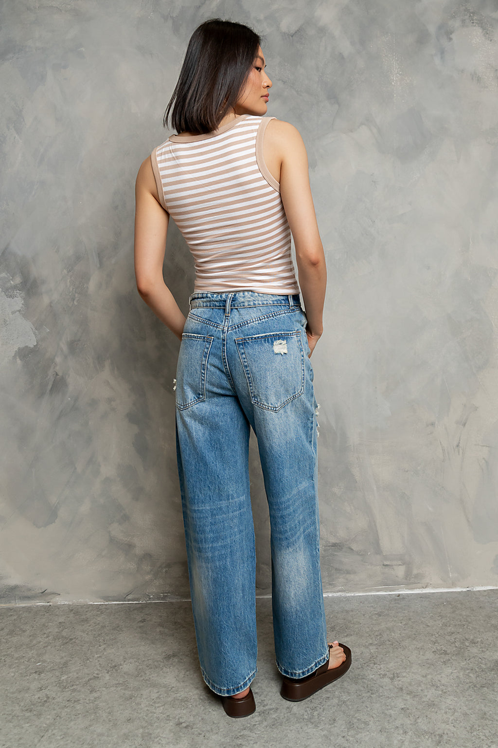 Mossie Distressed Wide Leg Jeans
