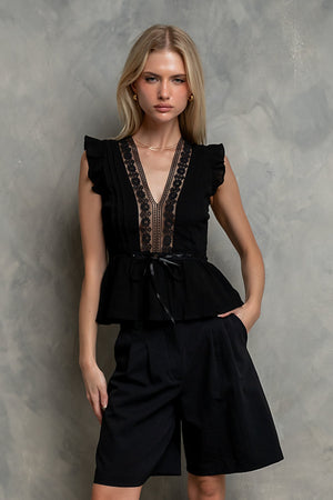 Halsey Peplum Top in Black