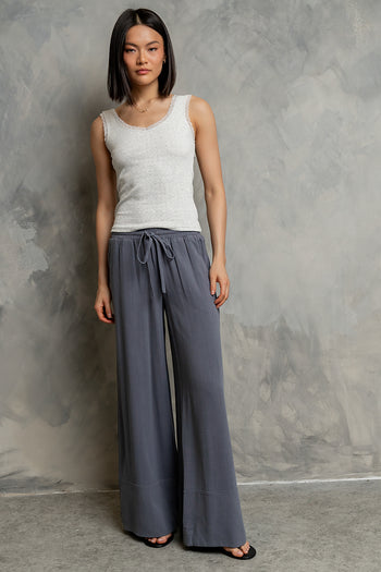 Mackie Lace Trim Tank in Heather Grey