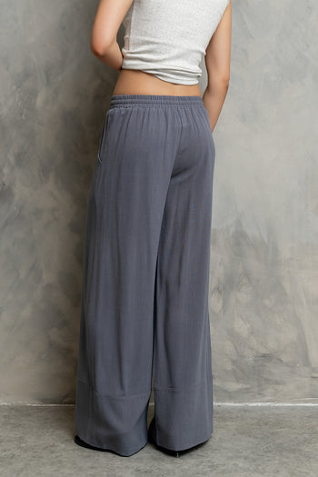 Manny Wide Leg Pants in Slate Blue