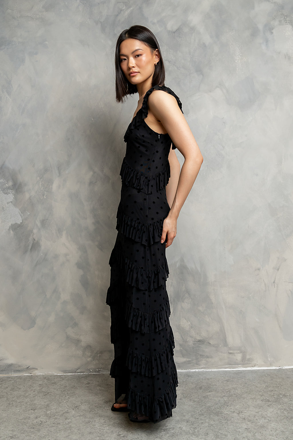 Katrina Tiered Maxi Dress in Black